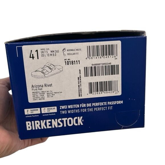 Birkenstock Arizona red plaid sheep lined size 41 regular width - Picture 8 of 8